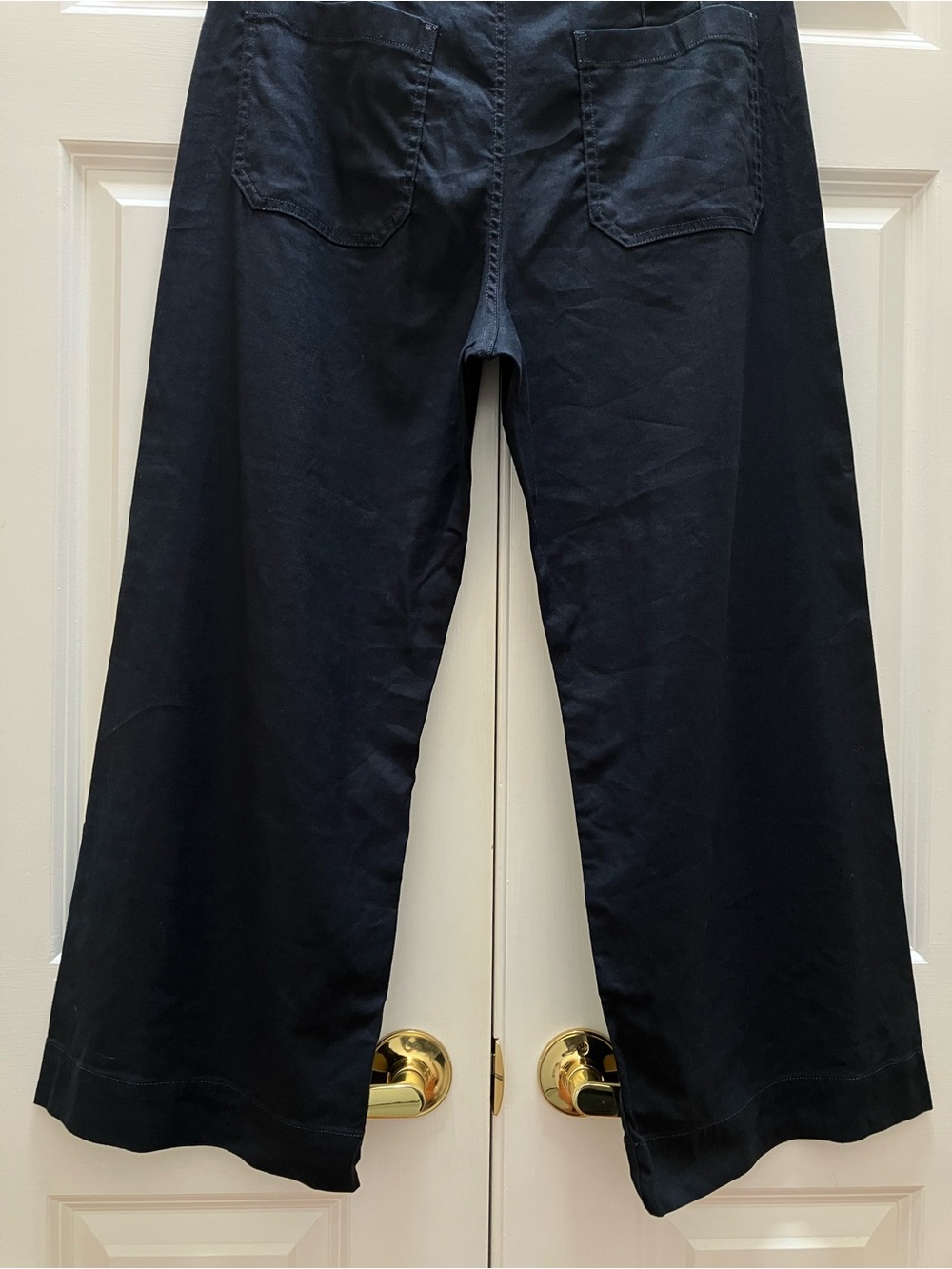 Anthropologie Maeve Colette Wide Leg Linen Cropped Pants Maritime Navy Blue 31 - Picture 8 of 11